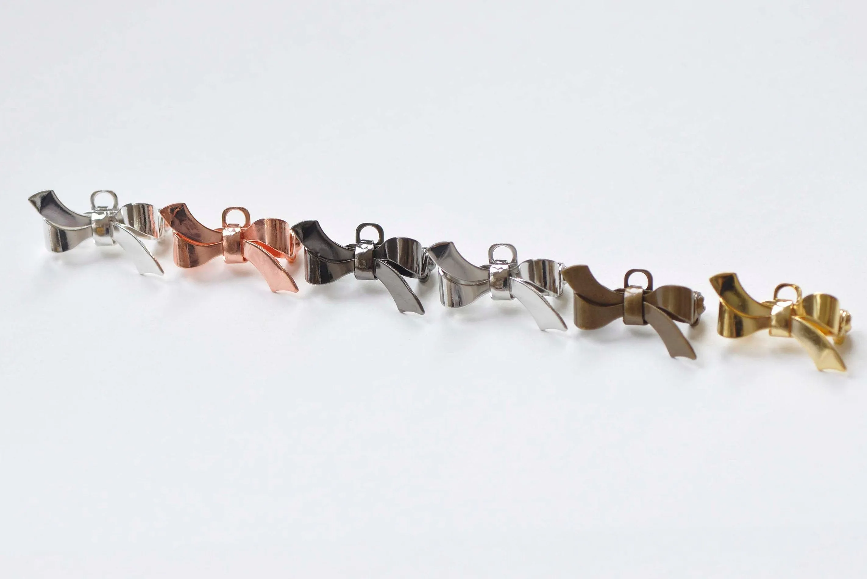10 pcs Brass Bow Safety Pin Brooch Findings 17x28mm