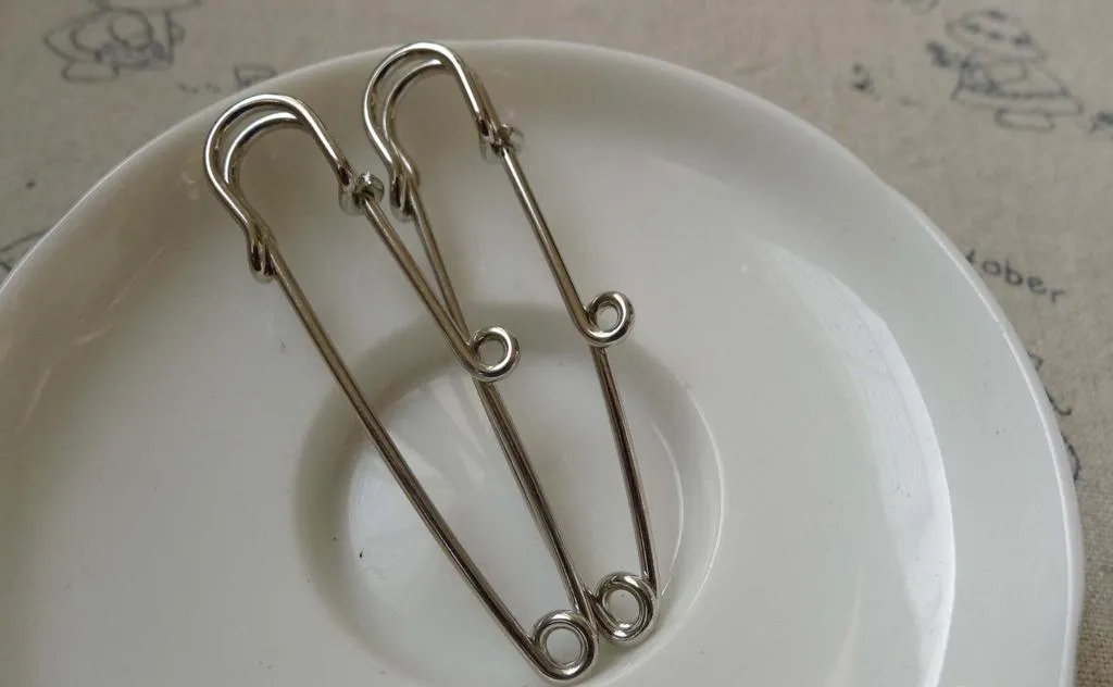 10 pcs Platinum Tone One Loop Kilt Safety Pins Brooch A6180
