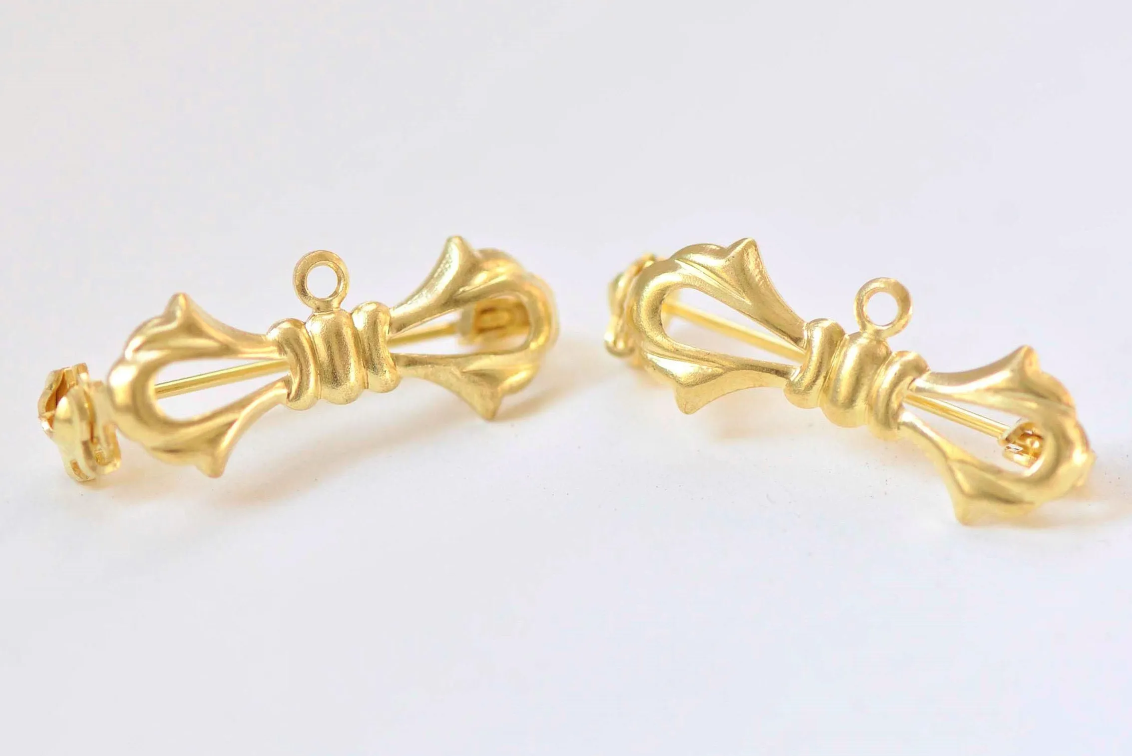 10 pcs Raw Brass Bow Tie Safety Pin Brooch Findings 10x27mm A2483