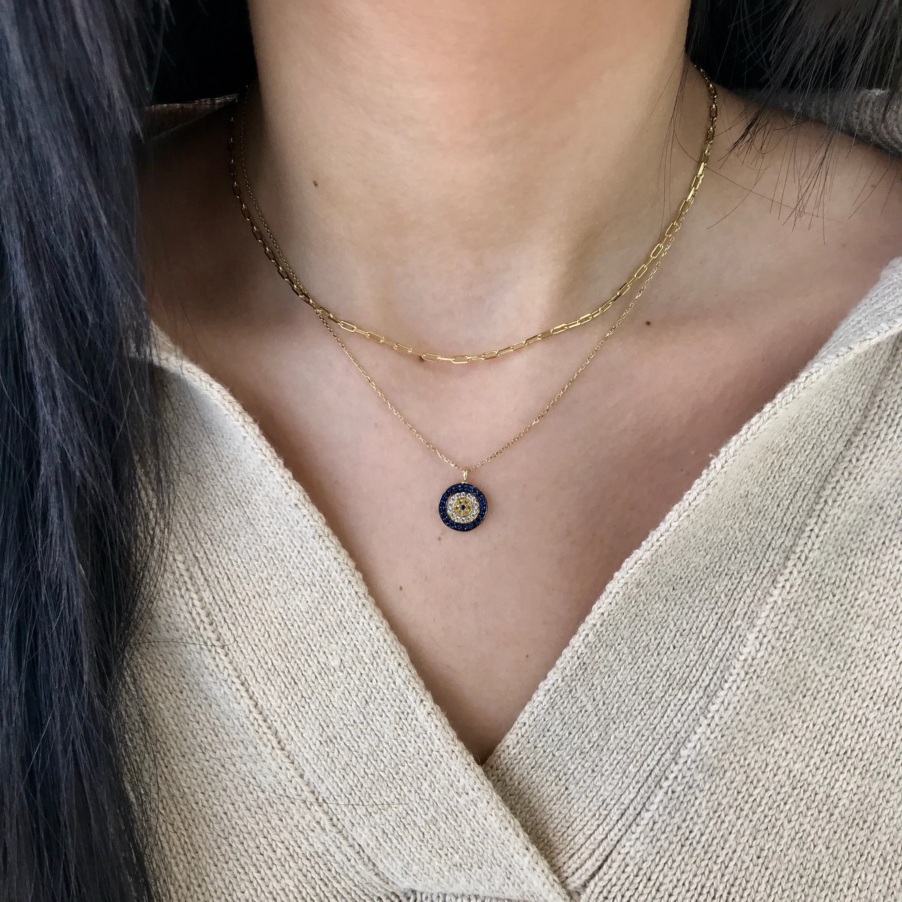 10k Yellow Gold Evil Eye CZ Necklace