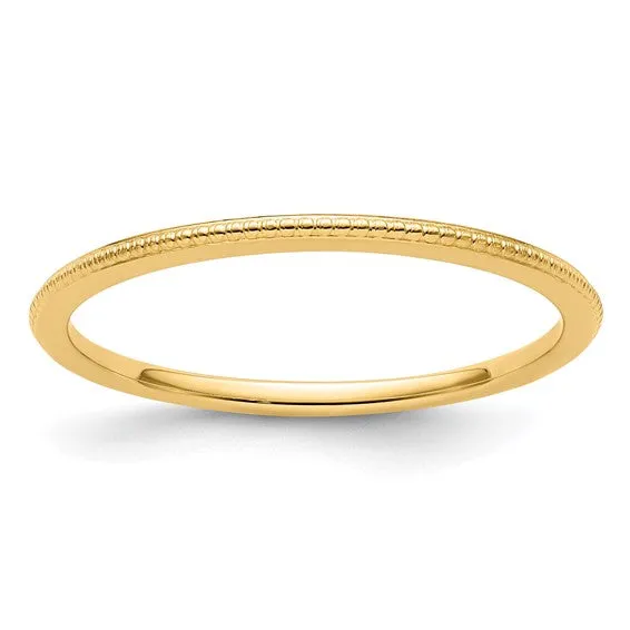 14K Gold 1.2mm Bead Stackable Band
