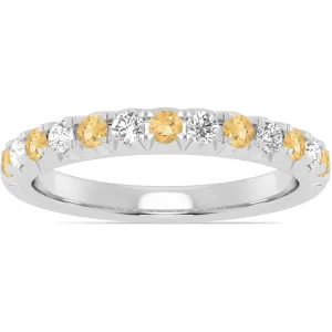 14k Gold Citrine and Diamond Band