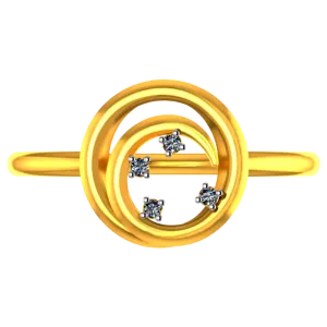 14k Ring With Twirled Design And Stone Detailing From Amazea Collection