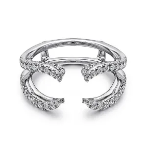14K White Gold French Pav Set Diamond Ring Enhancer