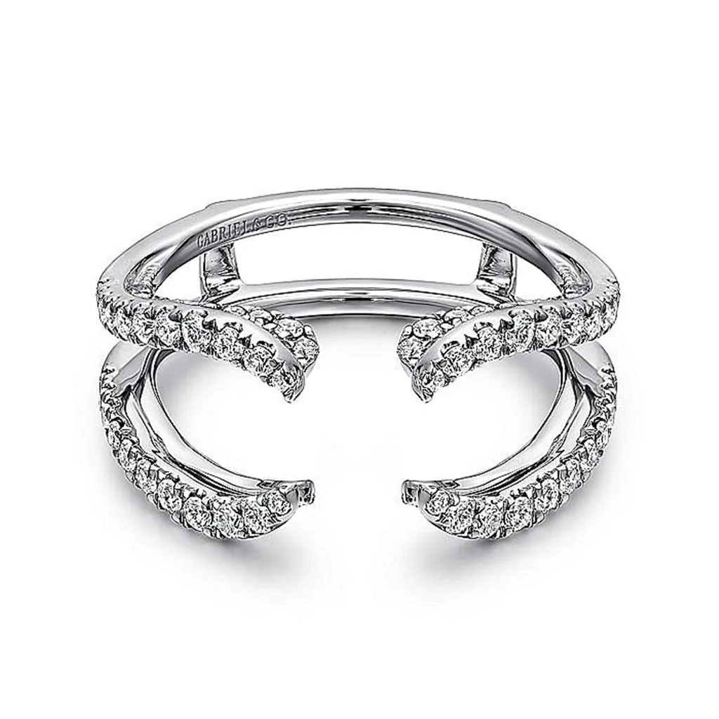 14K White Gold French Pav Set Diamond Ring Enhancer