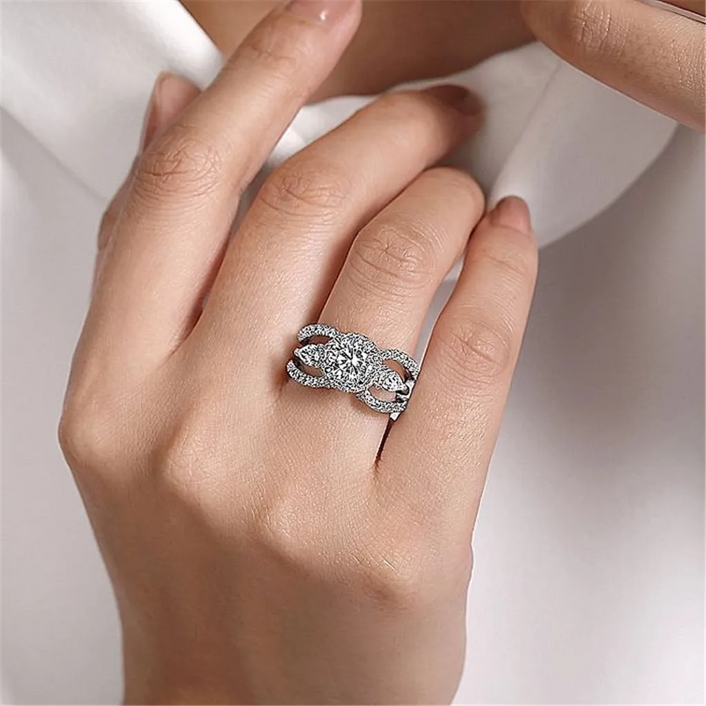 14K White Gold French Pav Set Diamond Ring Enhancer