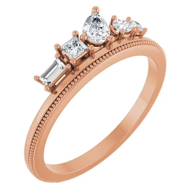 14K Yellow 3/8 CTW Natural Diamond Stackable Ring