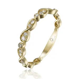 14K Yellow Gold Stackable Natural Diamonds Ring