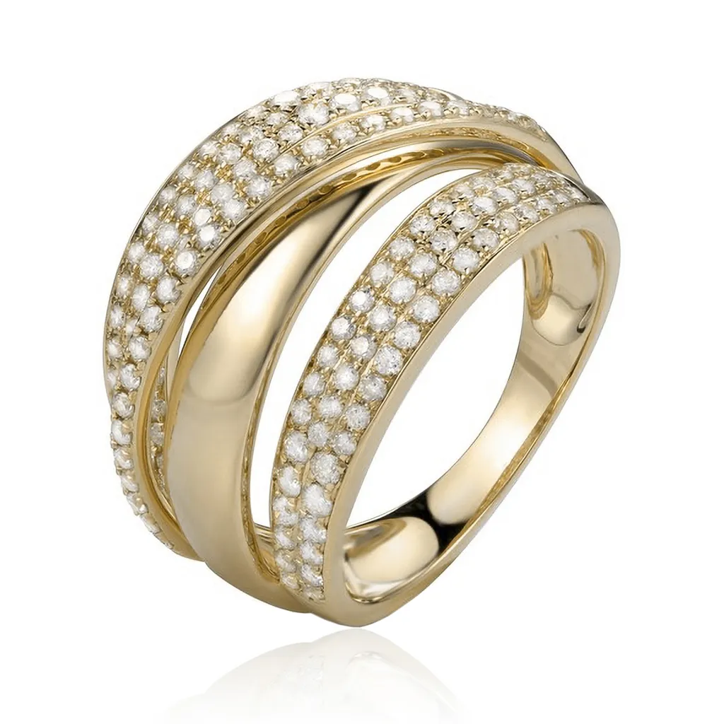 14K Yellow Gold Twisted Diamond Ring