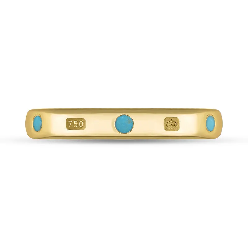 18ct Yellow Gold Turquoise Queen's Jubilee Hallmark 6mm Ring D
