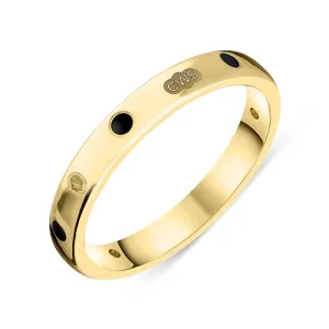 18ct Yellow Gold Whitby Jet King's Coronation Hallmark 3mm Ring D