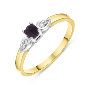 18ct Yellow White Gold Blue John 0.07ct Diamond Pear Shoulder Ring