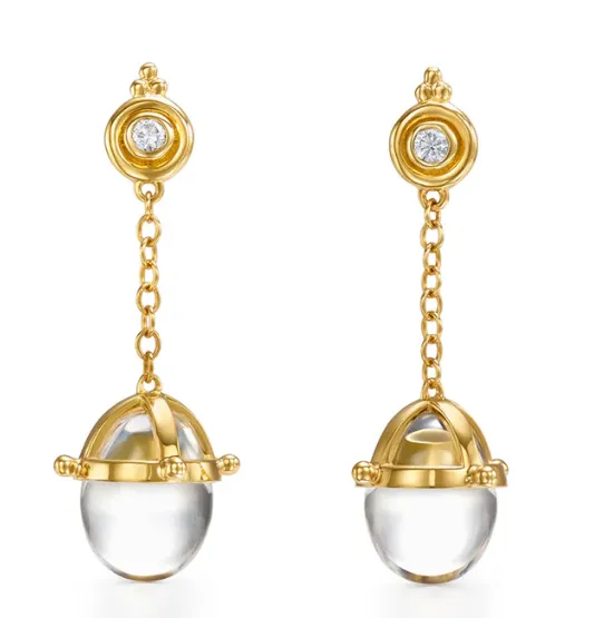 18K Diamond Amulet Drop Earrings