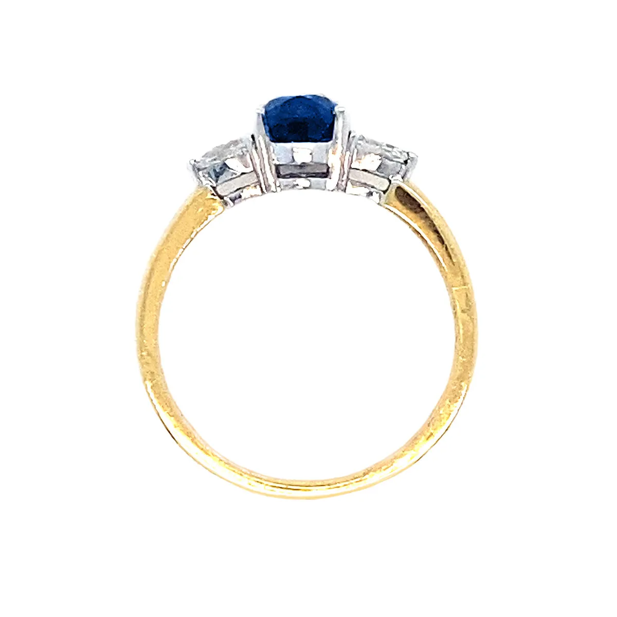 18K Yellow Gold Sapphire & Diamond Trilogy Ring