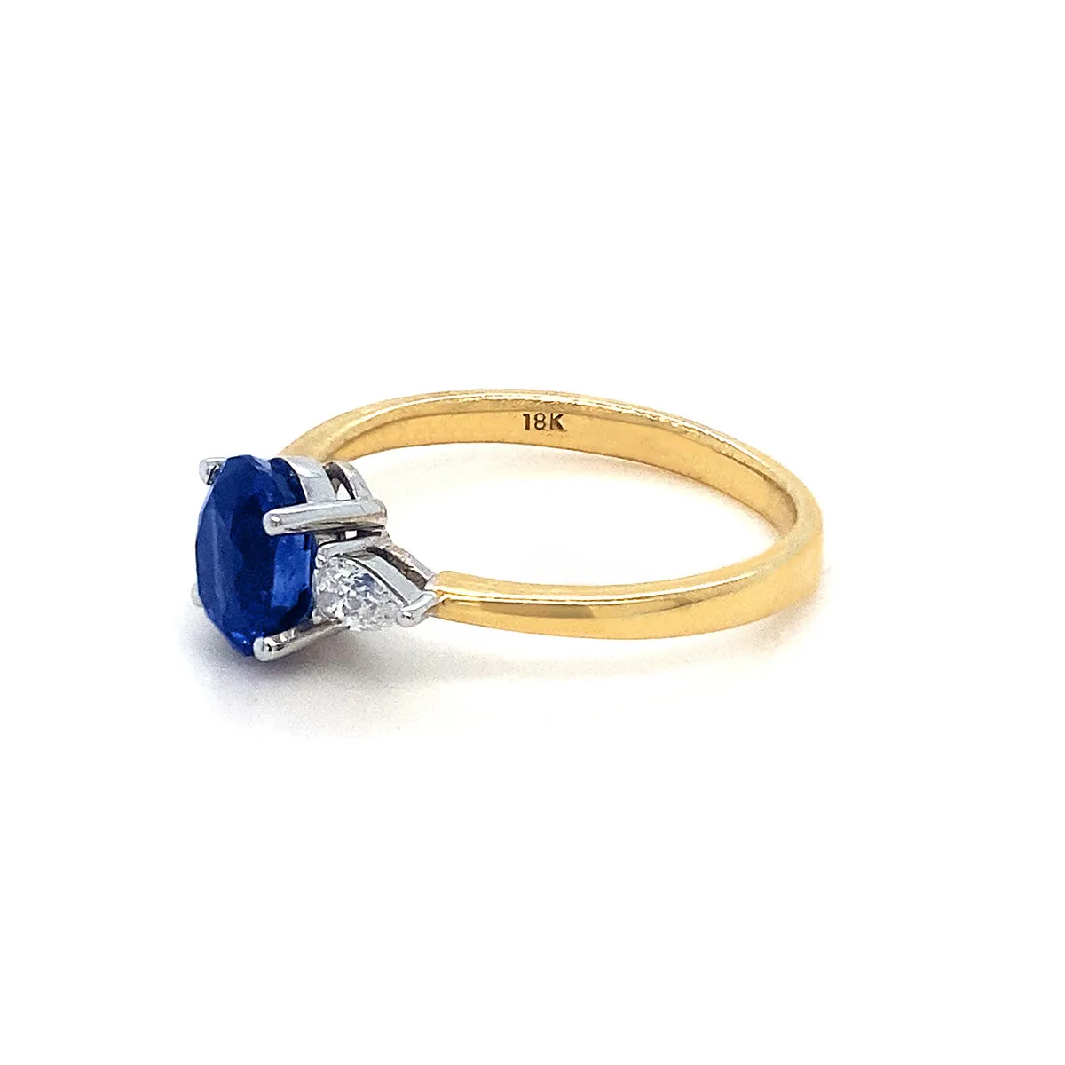 18K Yellow Gold Sapphire & Diamond Trilogy Ring