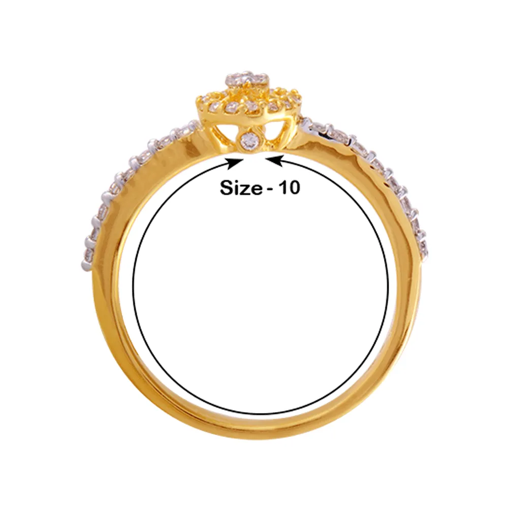 18KT (750) Yellow Gold And Diamond Ring For Women