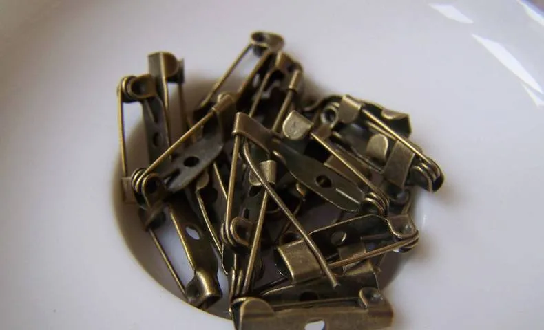 50 pcs Antique Bronze Brooch Back Bar Pins 15mm A4238