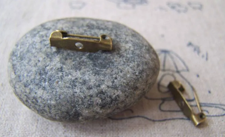 50 pcs Antique Bronze Brooch Back Bar Pins 15mm A4238