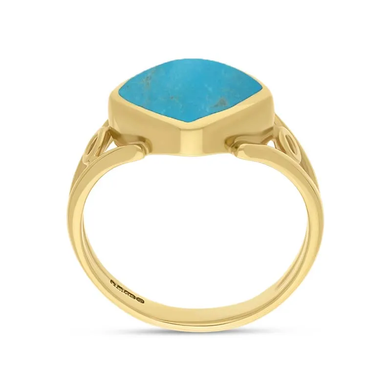9ct Yellow Gold Turquoise Cushion Cut Ring