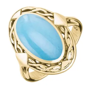 9ct Yellow Gold Turquoise Oval Celtic Ring