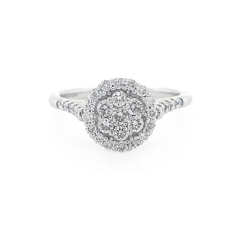9K White Gold Diamond Cluster Ring