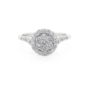 9K White Gold Diamond Cluster Ring