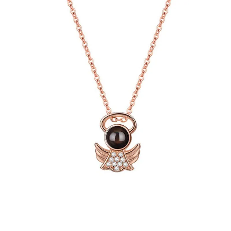 Angel Wings Projection Necklace with Picture Inside
