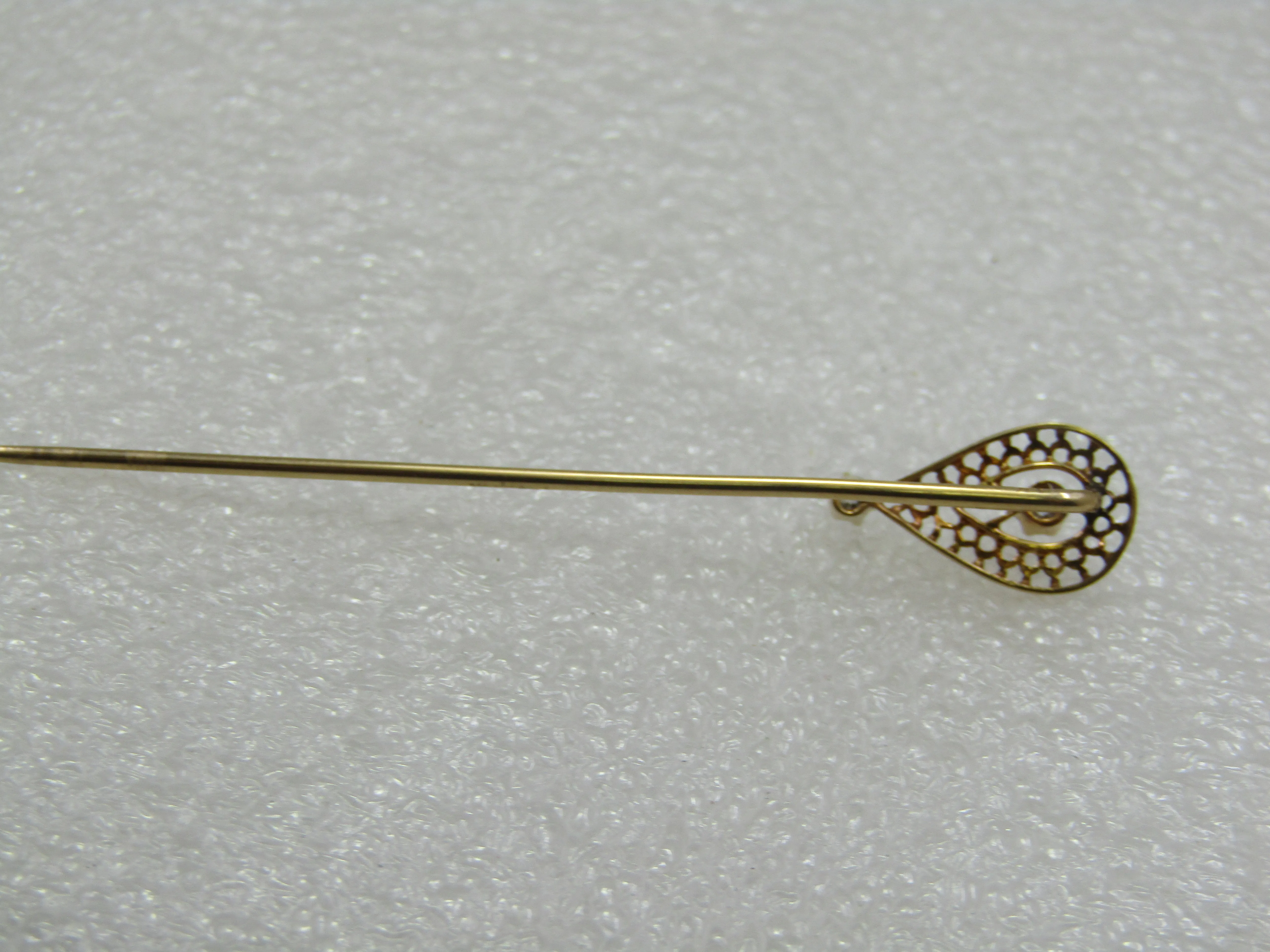 Antique 14kt Old European Cut Diamond Stick Pin, Antique 1890-1930. 2.75"