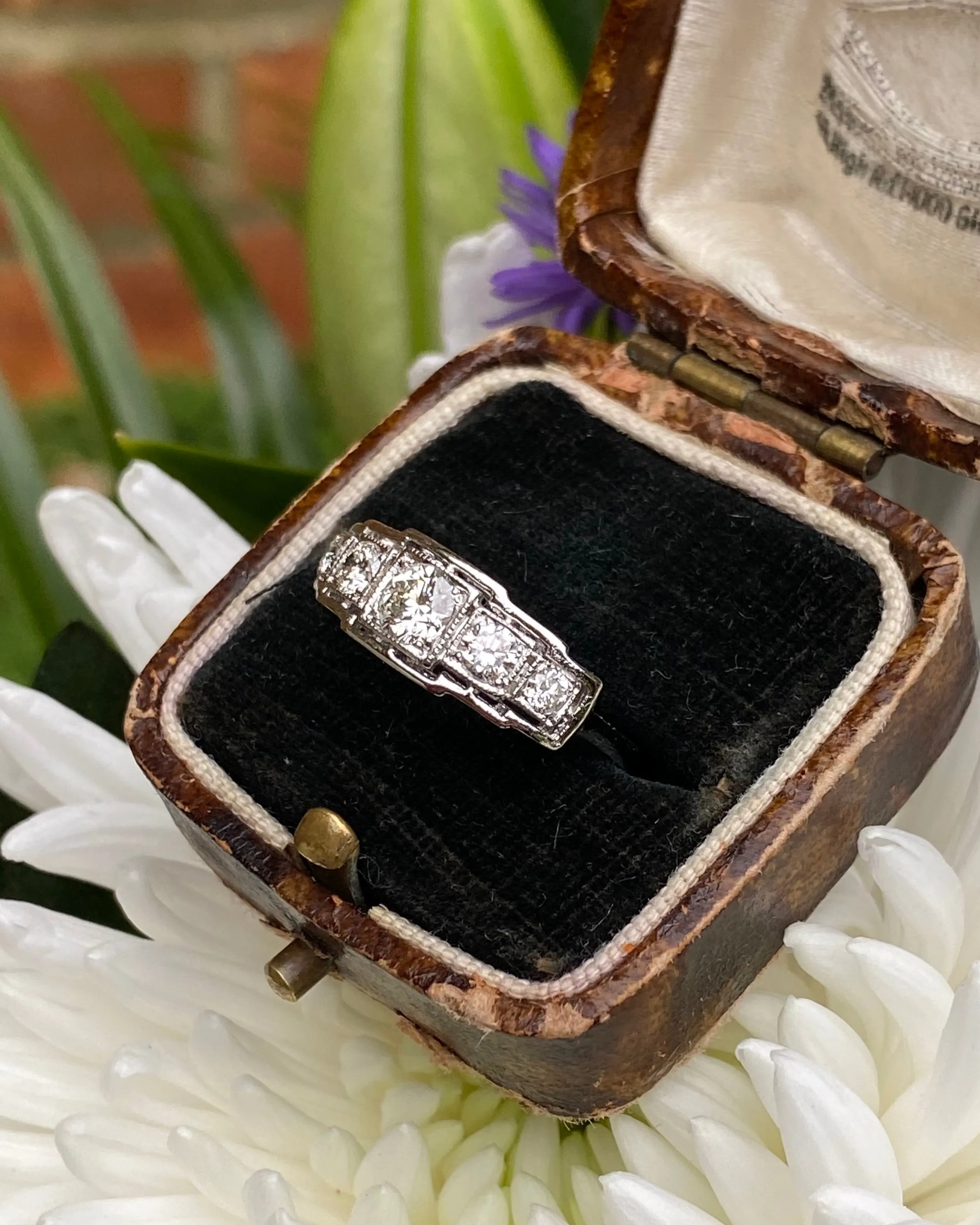 Art Deco Five Stone Diamond Platinum Ring 0.60ct