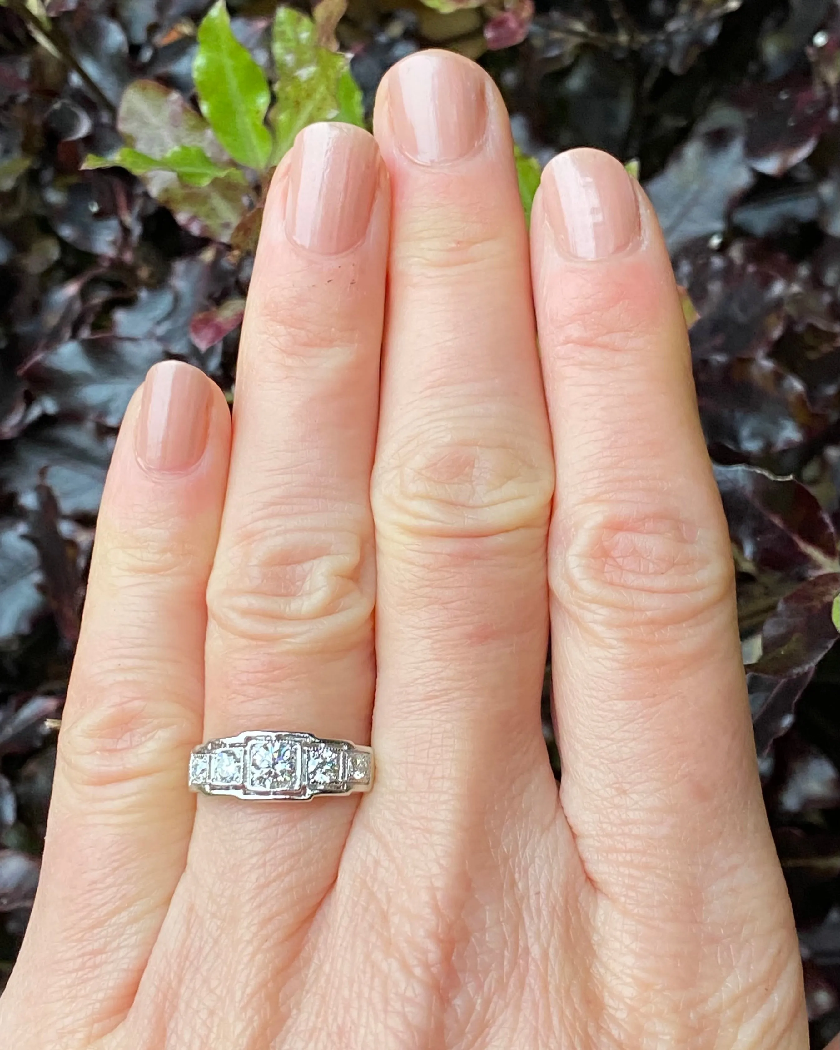 Art Deco Five Stone Diamond Platinum Ring 0.60ct