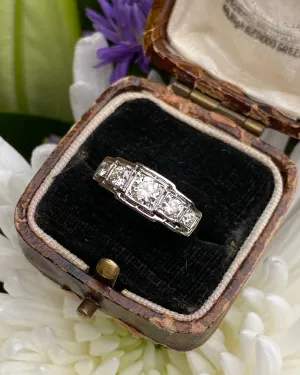 Art Deco Five Stone Diamond Platinum Ring 0.60ct
