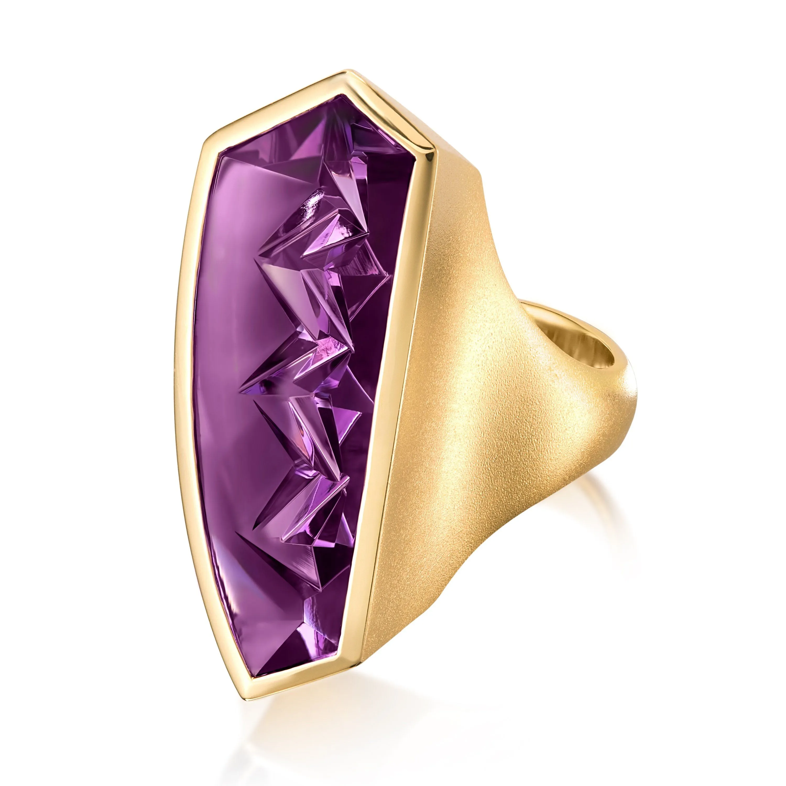 Atelier Munsteiner Fancy Cut Purple Amethyst Vertical Curve Ring