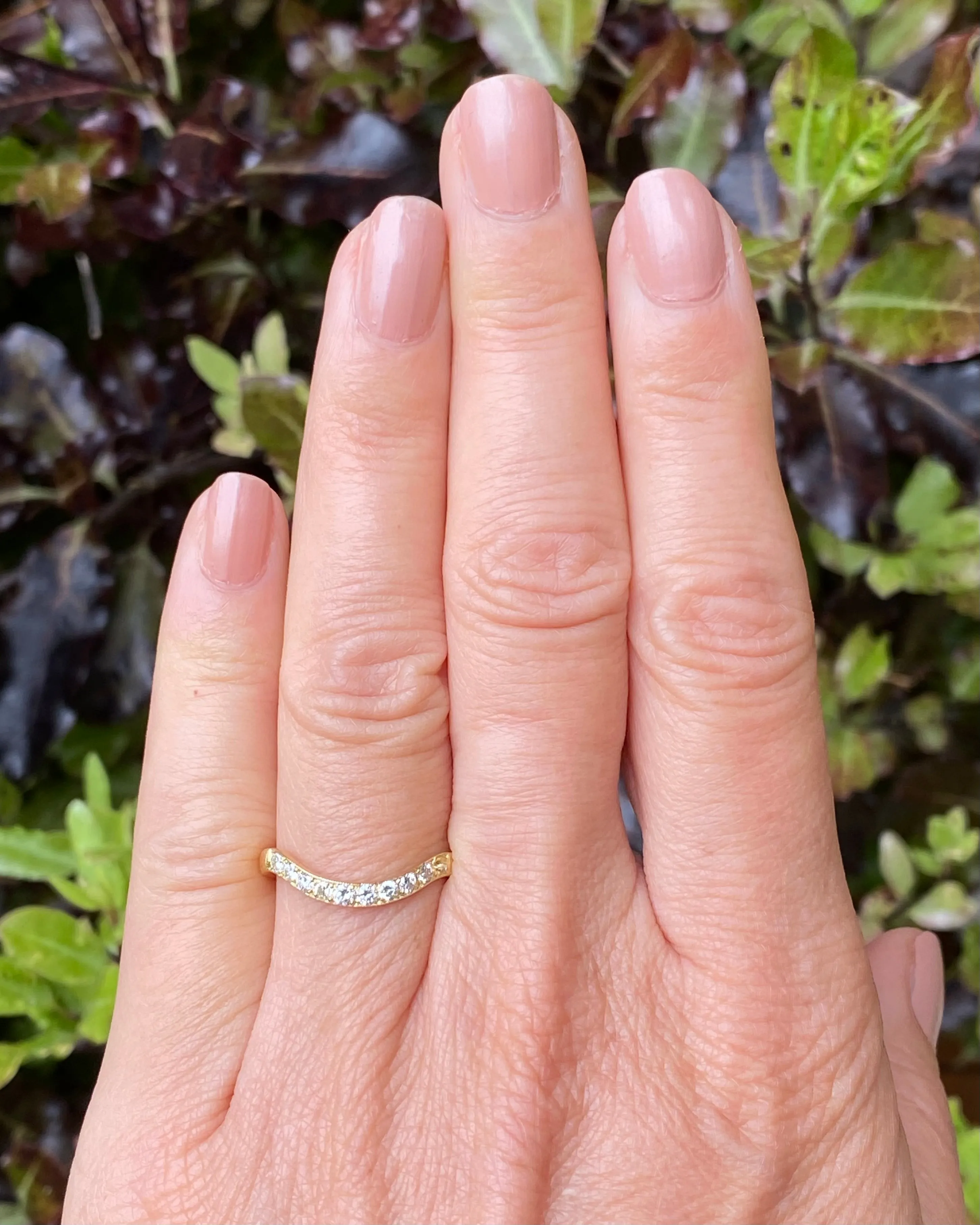 Brilliant Cut Diamond Contoured Half Eternity Wedding Ring 0.35ct 18ct Yellow Gold