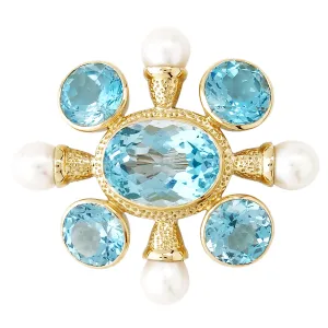 Brooch - Blue Topaz and Pearl