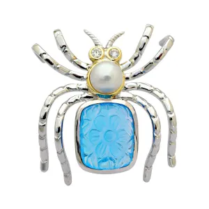Brooch - Blue Topaz, South Sea Pearl and Diamond
