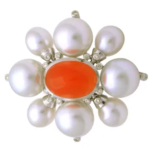 Brooch - Cornelian, South Sea Pearl and Diamond