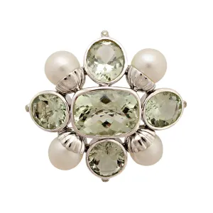 Brooch - Green Quartz, South Sea Pearl and Diamond