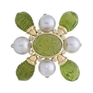 Brooch - Peridot, South Sea Pearl and Diamond