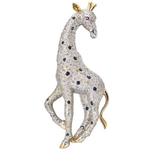 Brooch - Ruby, Blue Sapphire and Diamond