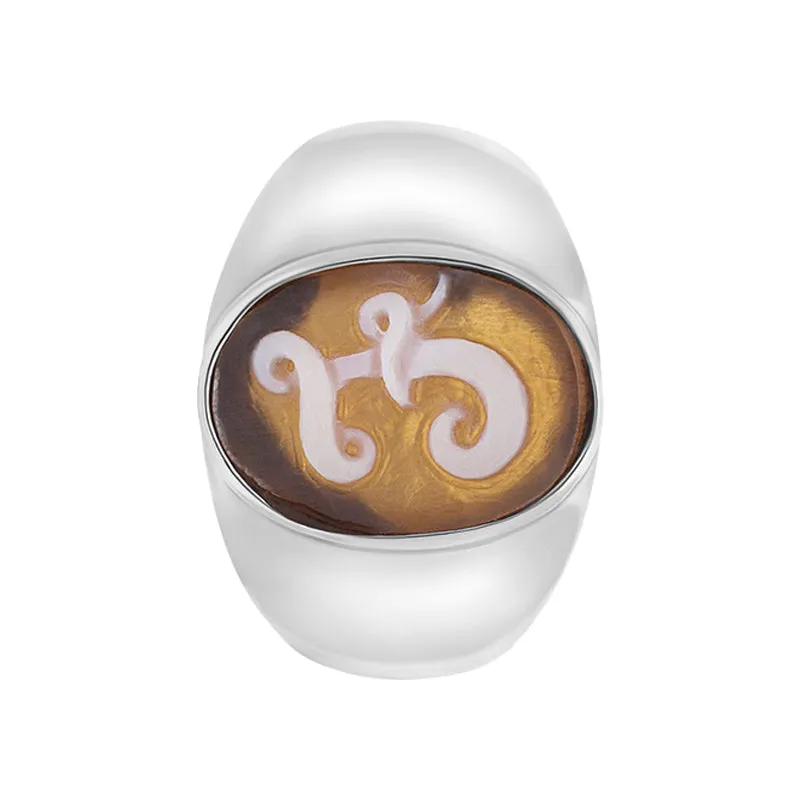 Cameo Italy Sterling Silver Adjustable Signet Ring D
