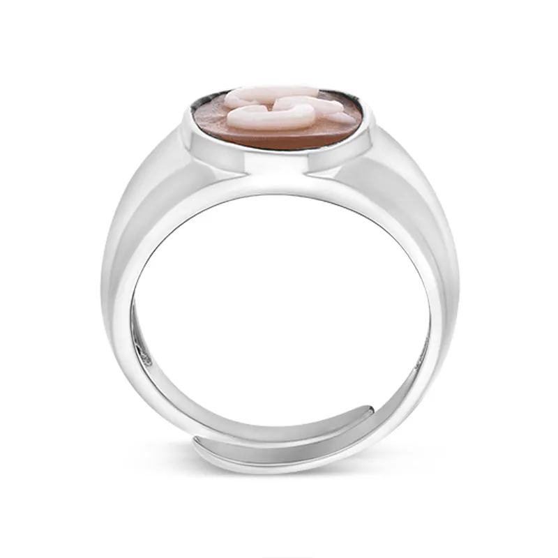 Cameo Italy Sterling Silver Adjustable Signet Ring D
