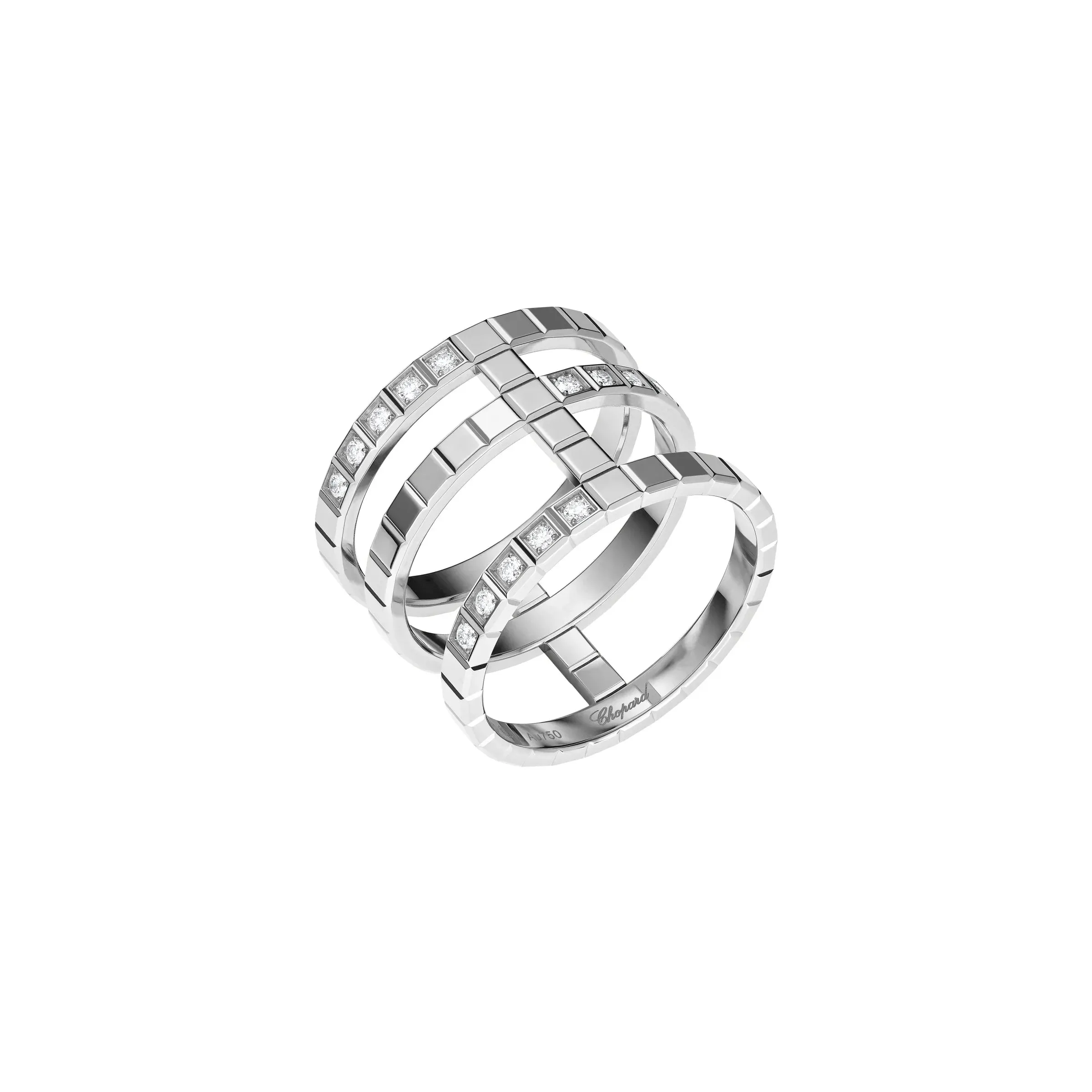 Chopard Ice Cube 18ct White Gold Diamond Triple Ring