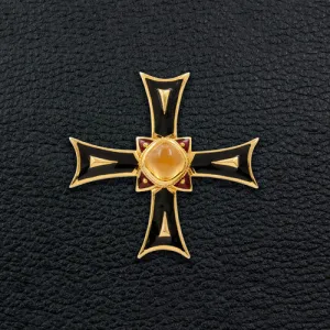 Citrine Cross Estate Pin/Pendant