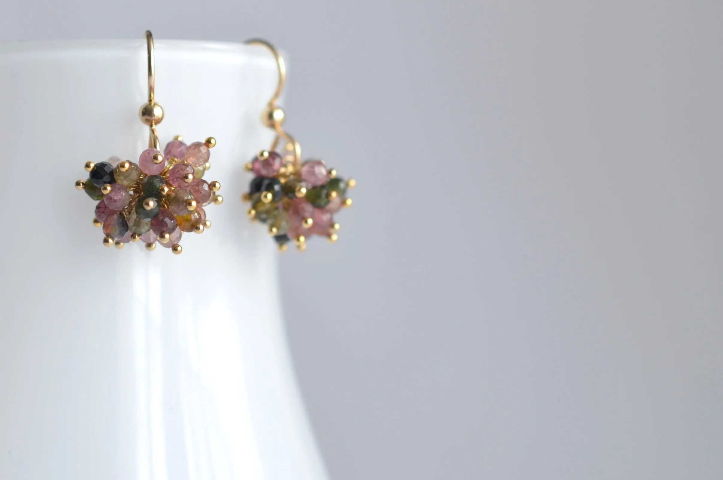 Claudia - Tourmaline, 14k Gold Filled Cluster Earrings