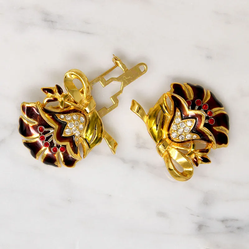 Coro Duette Double Lotus Brooch