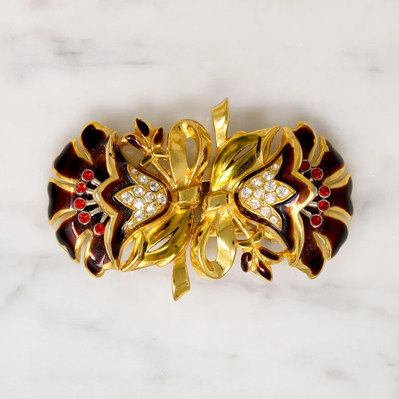 Coro Duette Double Lotus Brooch