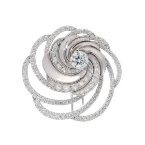 Debeers 18K White gold Aria Gold and Diamond Swirl Pin/Pendant