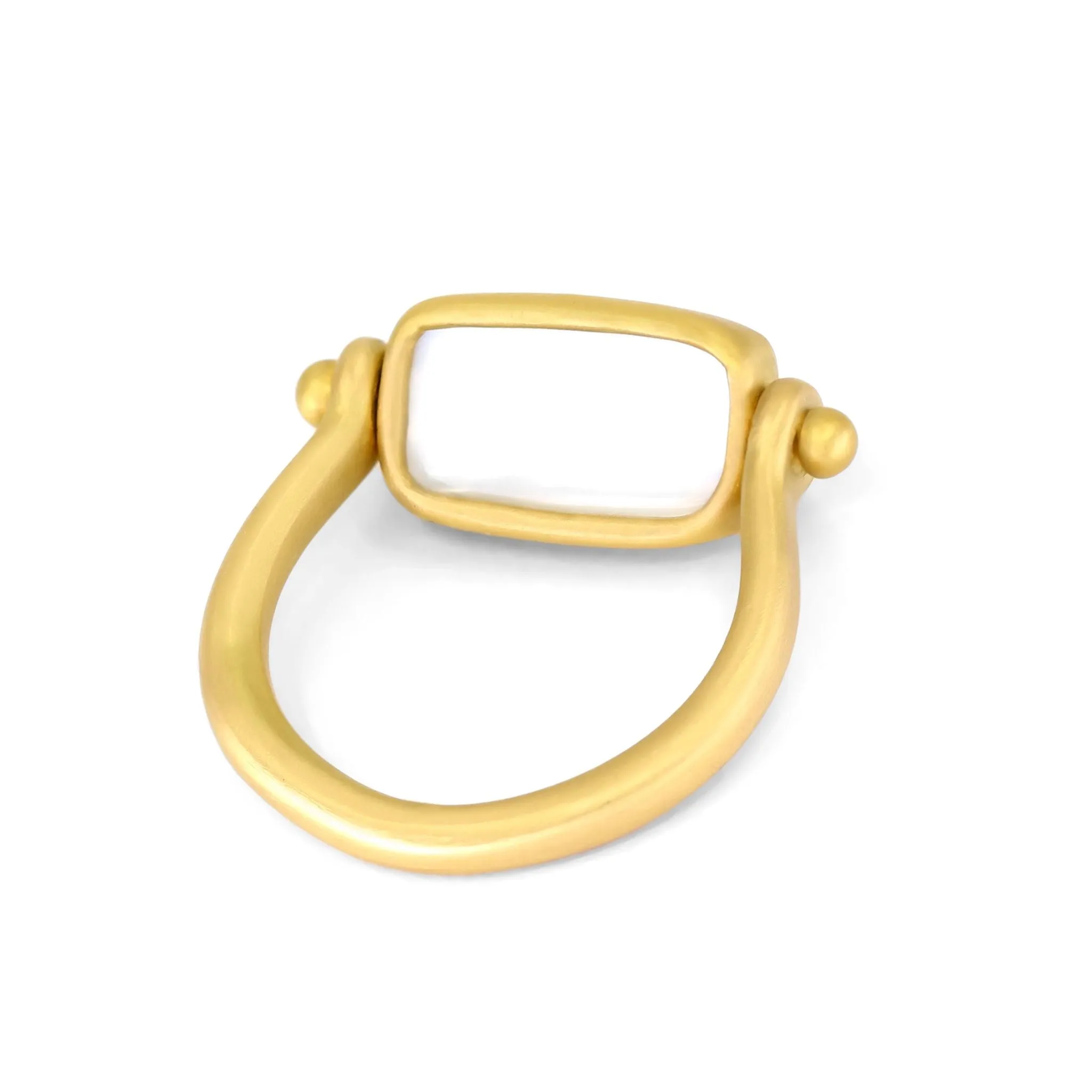 Denise Betesh Cat's-Eye Platinum Moonstone Yellow Gold Swivel Ring