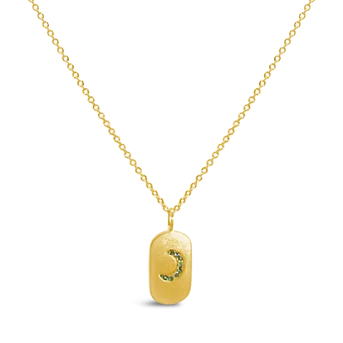 Diamond Crescent Moon Dog Tag Pendant