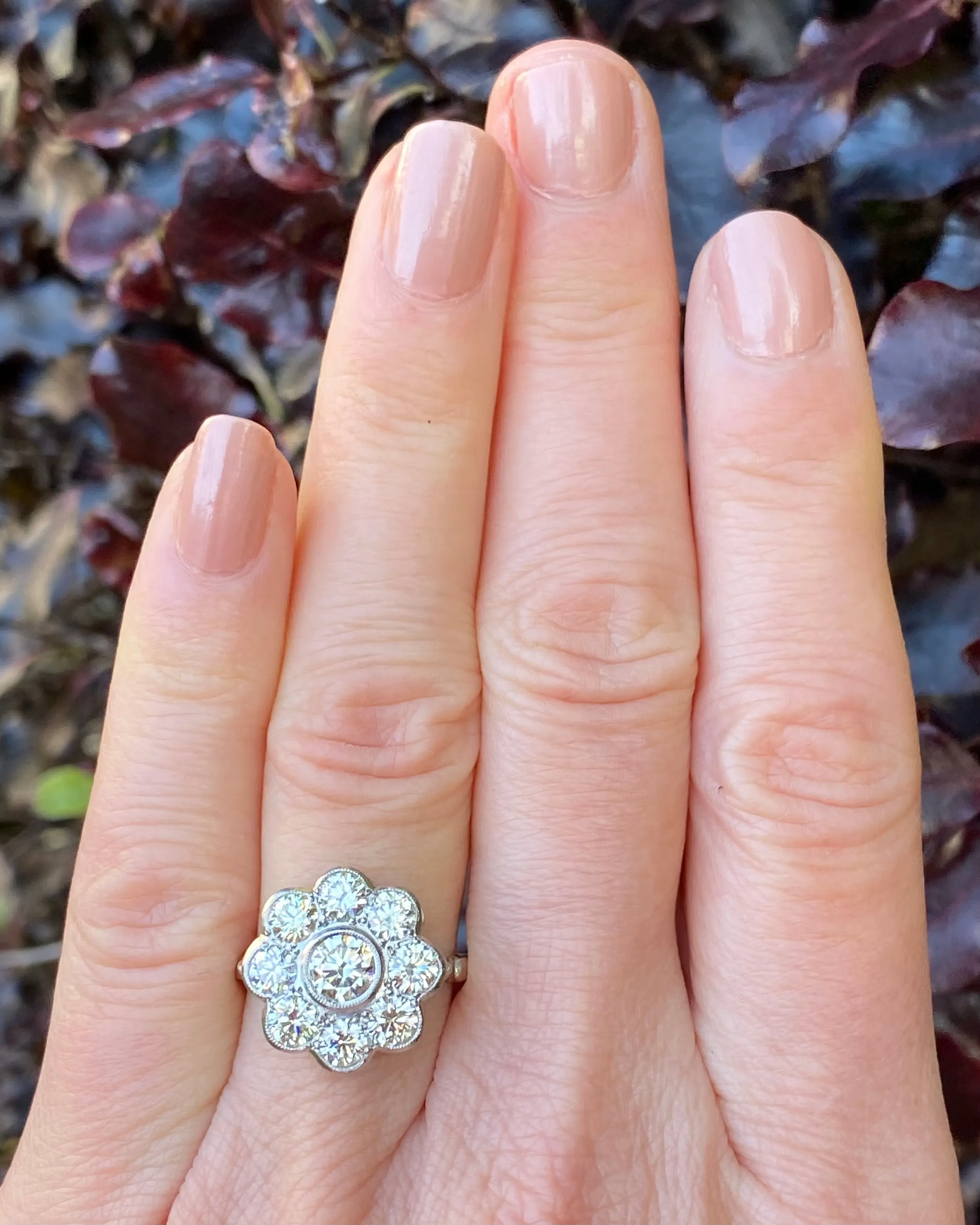 Diamond Daisy Cluster Ring 2.20ct Platinum